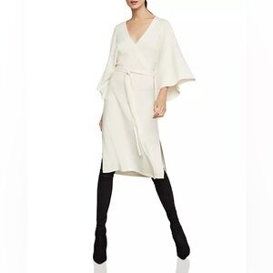 BCBGMAXAZRIA Tie-Waist Merino Wool Blend Knit Sweater Kimono Sleeves Dress M/L